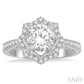 5/8 Ctw Star Border 6.5 MM Round Cut Diamond Semi-Mount Engagement Ring in 14K White Gold