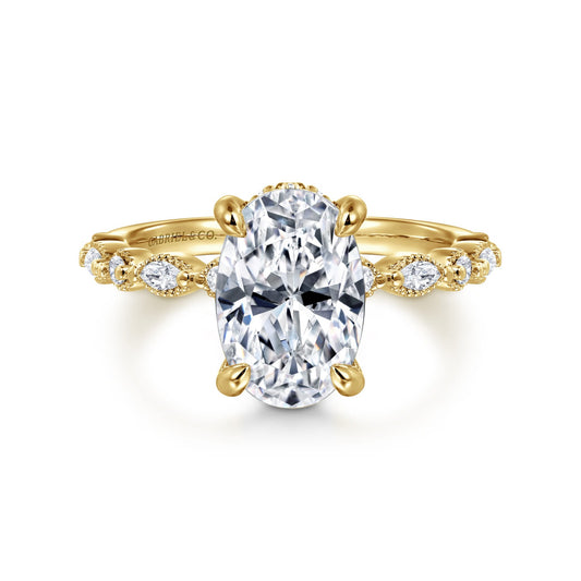 Gabriel & Co. Lanna - 14K Yellow Gold Diamond Engagement Ring 10.5X7 OVAL SEMI 1/3CTW