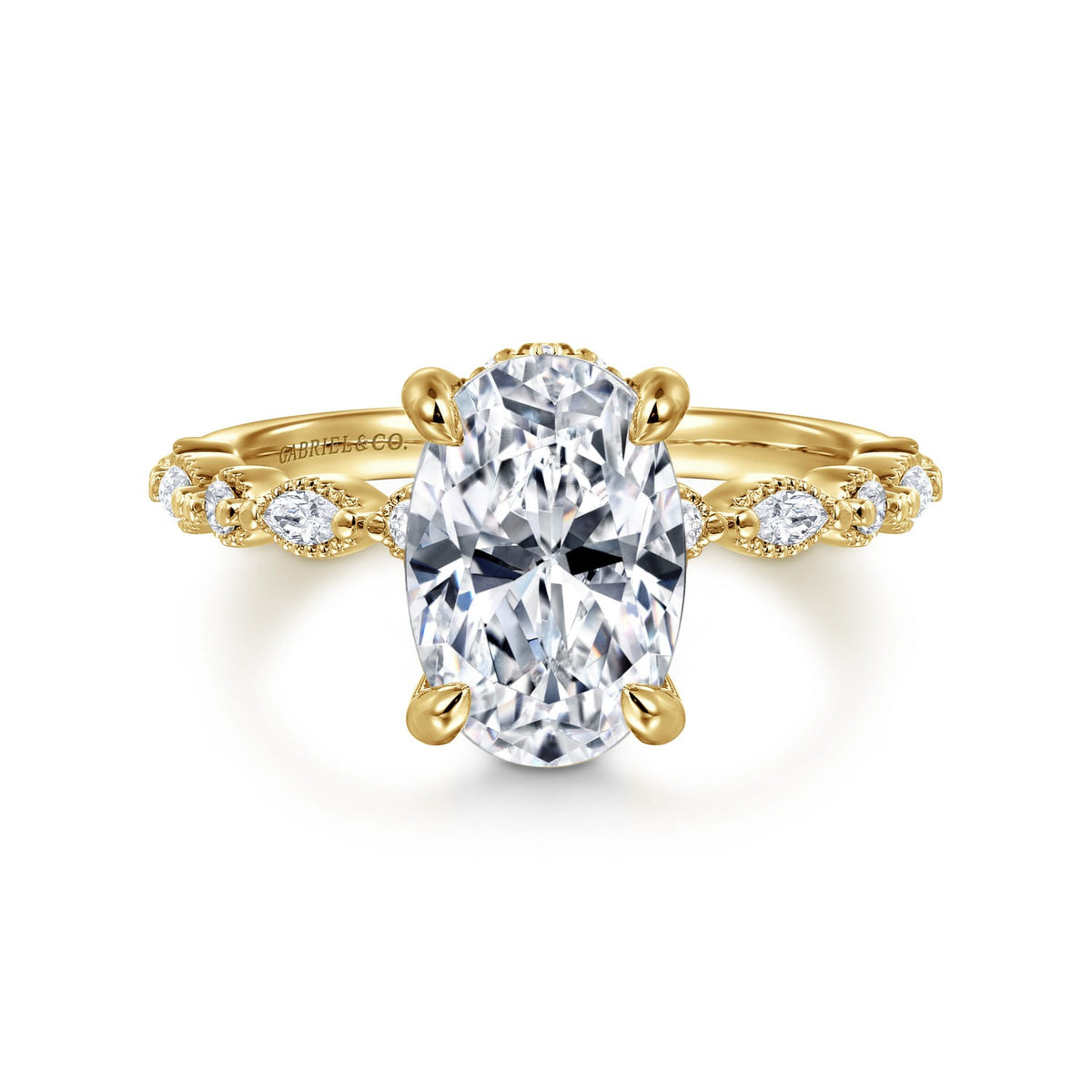 Gabriel & Co. Lanna - 14K Yellow Gold Diamond Engagement Ring 10.5X7 OVAL SEMI 1/3CTW