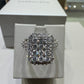 14K White Gold 2.00 CTW Emerald-Shaped Composite Diamond Halo Ring