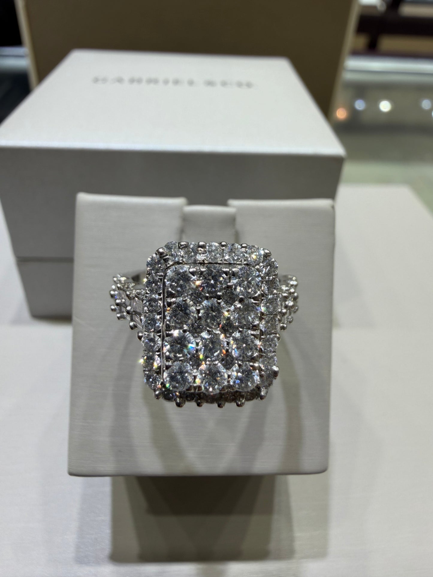 14K White Gold 2.00 CTW Emerald-Shaped Composite Diamond Halo Ring