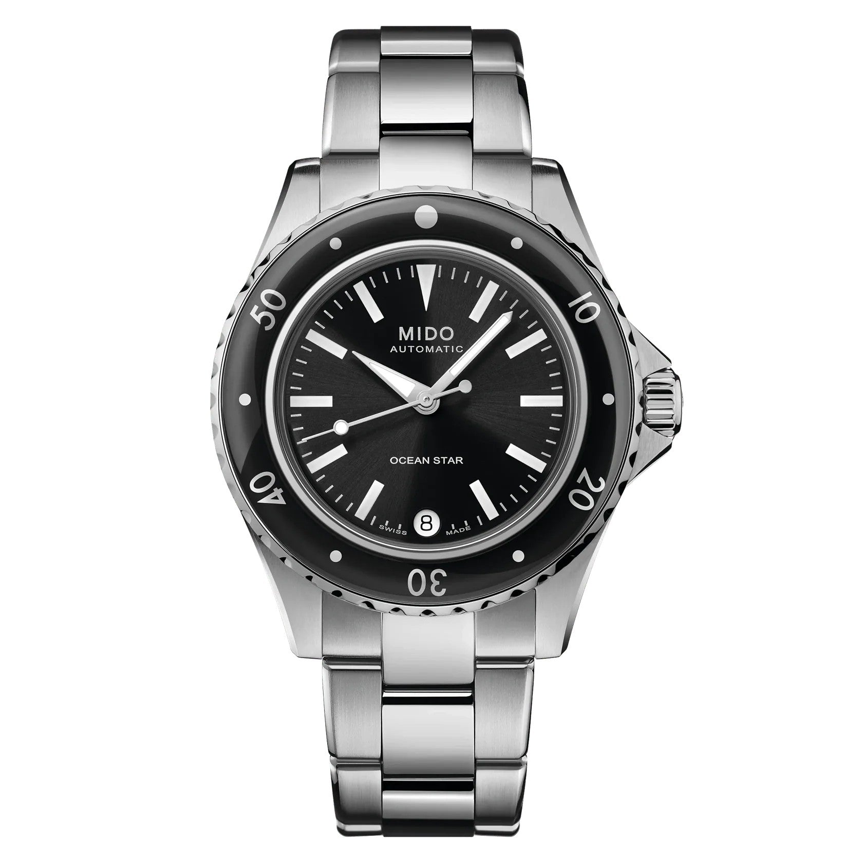 MIDO Ocean Star 36.5 Black Dial Stainless Steel Watch - 36.5mm