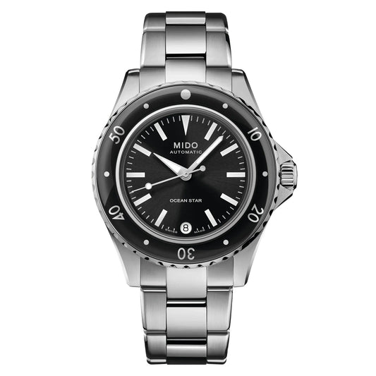 MIDO Ocean Star 36.5 Black Dial Stainless Steel Watch - 36.5mm