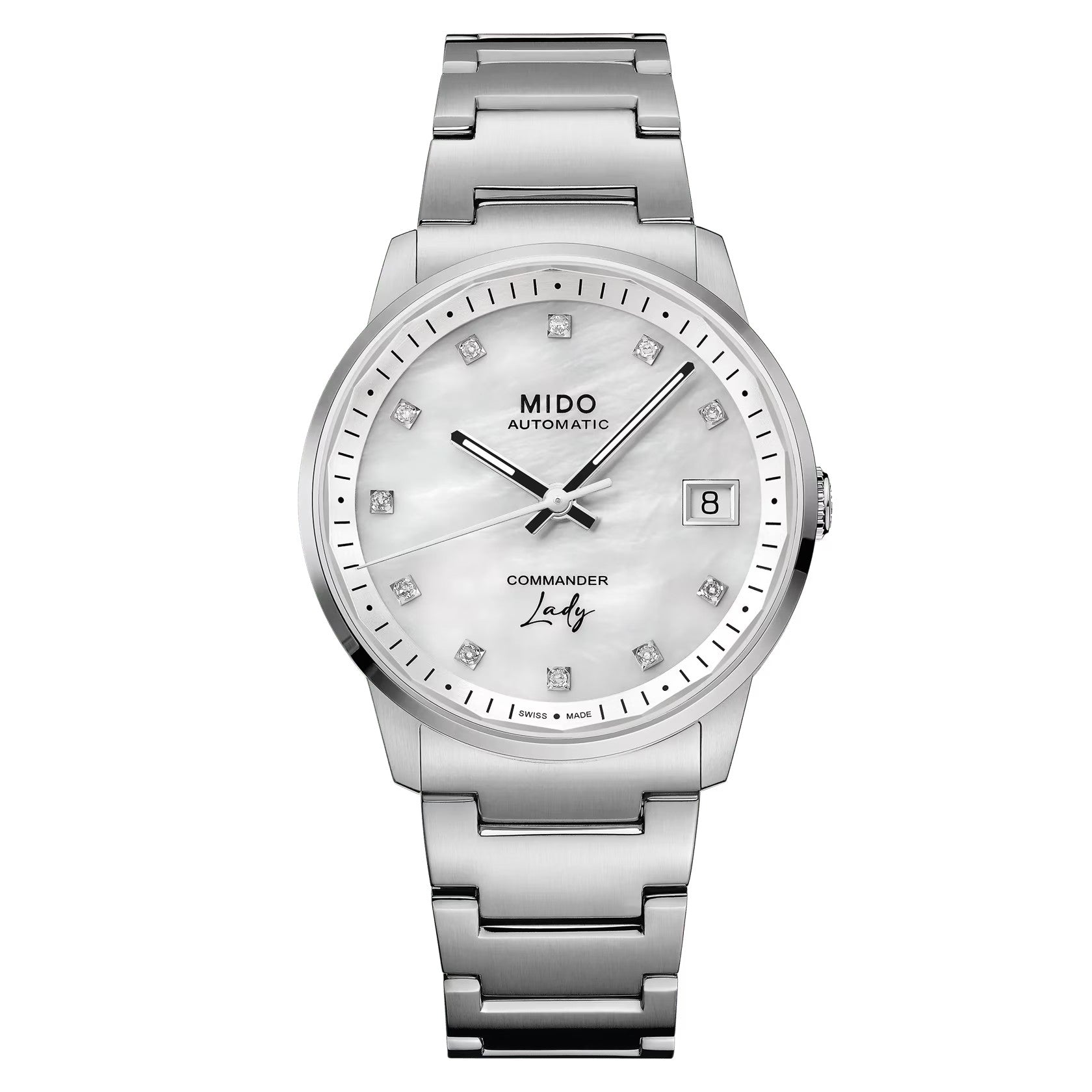 MIDO Commander Lady Mother of Pearl Dial with Diamonds - Stainless Steel Watch - 35mm