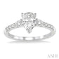 7/8 Ctw Pear & Round Cut Diamond Engagement Ring With 1/2 Ct Pear Cut Center Stone in 14K White Gold