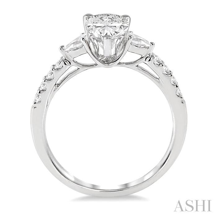 7/8 Ctw Pear & Round Cut Diamond Engagement Ring With 1/2 Ct Pear Cut Center Stone in 14K White Gold