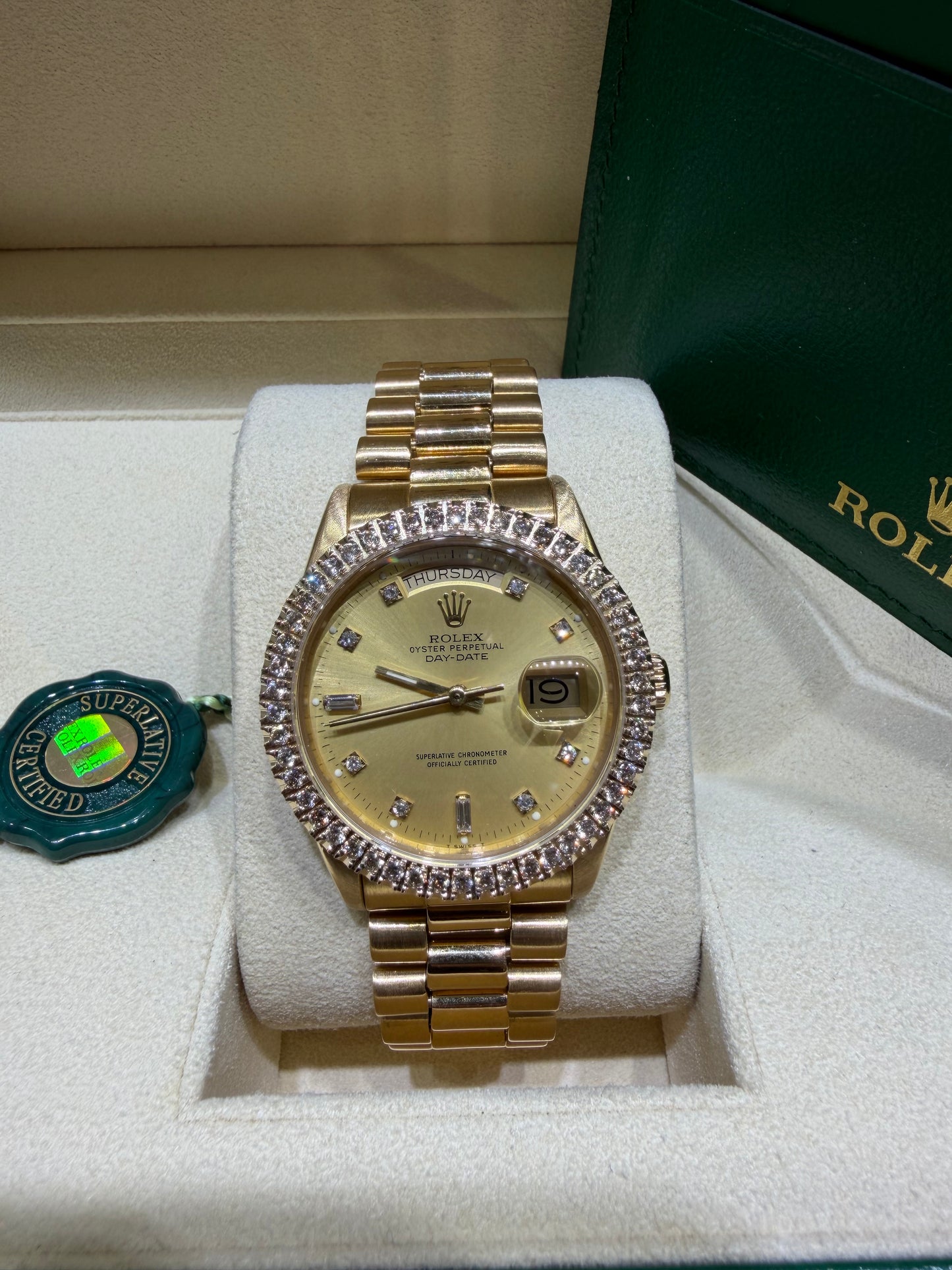 Rolex President Day Date 18038 18k Yellow Gold Gold Diamond Dial