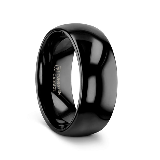 RAVEN Domed Black Tungsten Wedding Band - 2mm - 12mm - 8mm