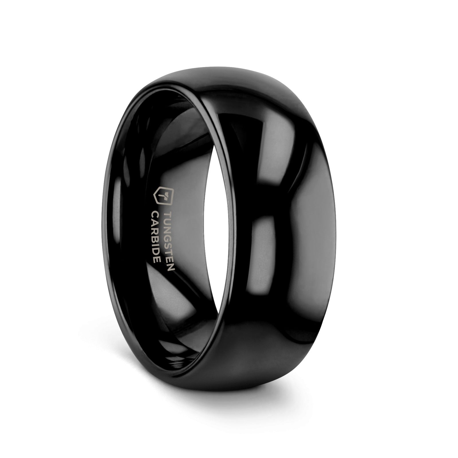 RAVEN Domed Black Tungsten Wedding Band - 2mm - 12mm - 8mm