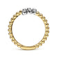 Gabriel & Co. 14K White-Yellow Gold Bujukan Ball and Diamond Open Bypass Ring .14ctw