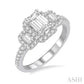 5/8 Ctw Diamond Ladies Engagement Ring with 1/4 Ct Emerald Cut Center Stone in 14K White Gold
