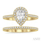 1/2 Ctw Diamond Wedding Set With 3/8 Ctw Pear Cut Engagement Ring and 1/10 Ctw Wedding Band in 14K Yellow and White Gold
