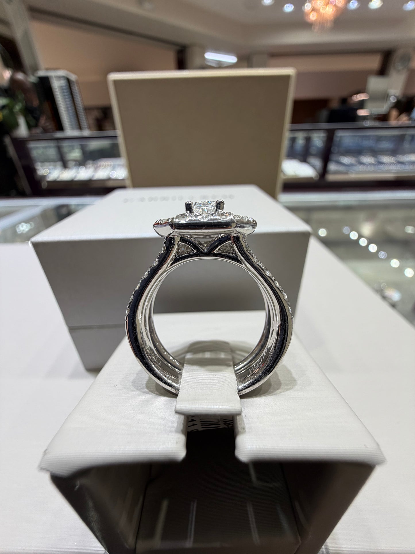 14k White Gold 1.97 CTW Natural Emerald-Cut Diamond Double Halo Wedding Set