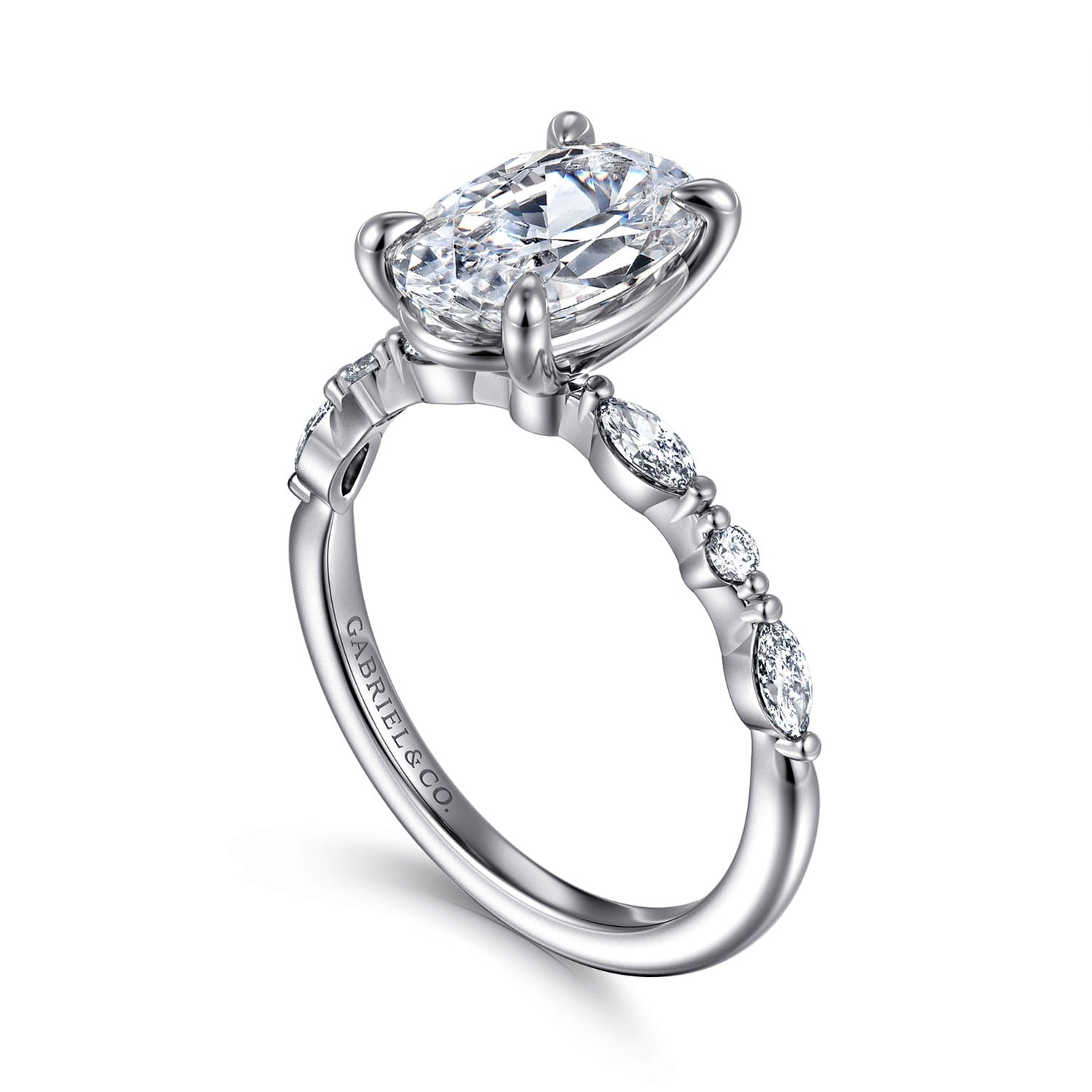 Gabriel & Co. Perry - 14K White Gold Oval Diamond Engagement Ring 10.5X7 SEMI 1/3CTW
