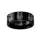 Engraved Princess Mononoke San Mask Black Tungsten Ring Flat Polished Finish - 4mm - 12mm - 8mm