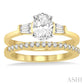 3/4 Ctw Diamond Wedding Set With 5/8 Ctw Baguette & Oval Cut Engagement Ring and 1/6 Ctw Round Cut Diamond Wedding Band 