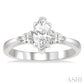 3/4 Ctw Tri-Mount Diamond Engagement Ring With 1/2 Ctw Marquise Cut Center Stone in 14K White Gold