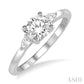 3/4 Ctw Pear and Round Cut Diamond Ladies Engagement Ring With 1/2 Ct Round Cut Center Stone in 14K White Gold