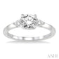 3/4 Ctw Pear and Round Cut Diamond Ladies Engagement Ring With 1/2 Ct Round Cut Center Stone in 14K White Gold
