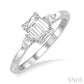 1/2 Ctw Octagon Emerald and Pear Cut Diamond Ladies Engagement Ring with 1/3 Ct Emerald Cut Center Stone in 14K White Go