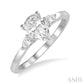 1/2 Ctw Pear Cut Diamond Ladies Engagement Ring with 1/3 Ct Pear Cut Center Stone in 14K White Gold