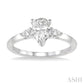 1/2 Ctw Pear Cut Diamond Ladies Engagement Ring with 1/3 Ct Pear Cut Center Stone in 14K White Gold