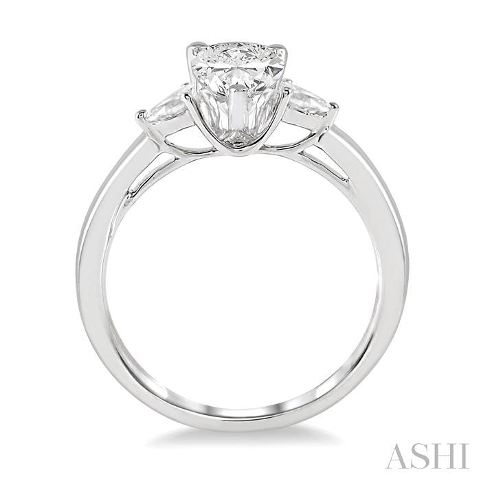 1/2 Ctw Pear Cut Diamond Ladies Engagement Ring with 1/3 Ct Pear Cut Center Stone in 14K White Gold