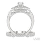 3/4 Ctw Round Cut Diamond Wedding Set With 5/8 Ctw Oval Cut Floral Engagement Ring and 1/10 Ctw Lattice Wedding Band in 