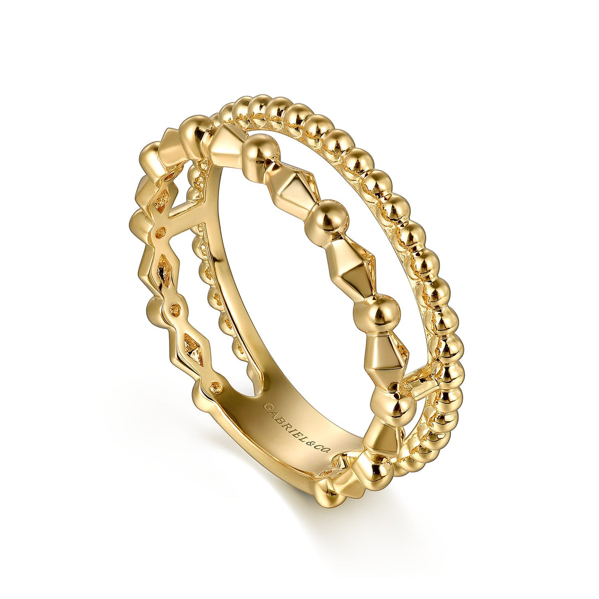 Gabriel & Co. 14K Yellow Plain Gold Bujukan Pyramid Easy Stackable Ring