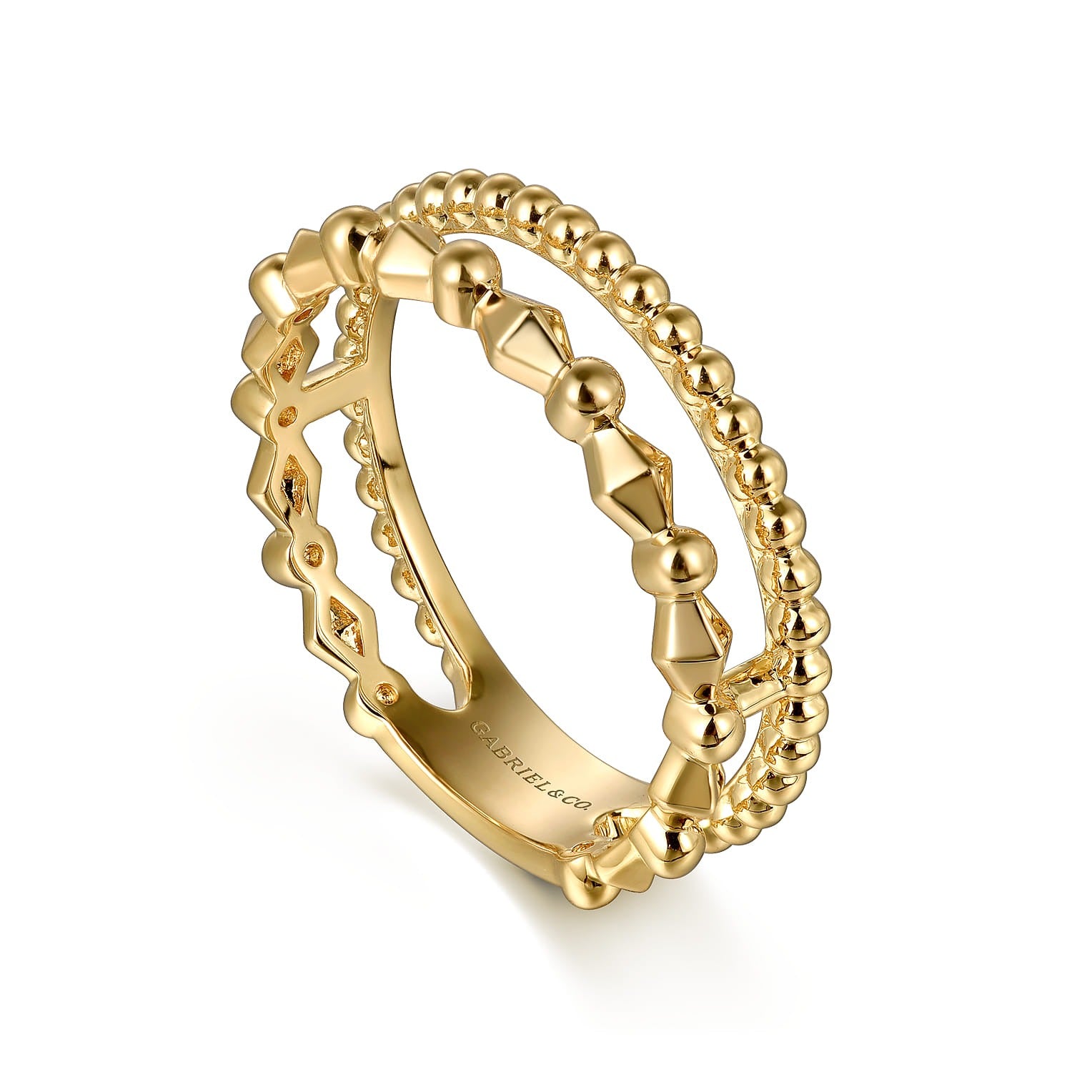 Gabriel & Co. 14K Yellow Plain Gold Bujukan Pyramid Easy Stackable Ring