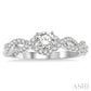 1/5 Ctw Entwined Semi-Mount Round Center Diamond Engagement Ring in 14K White Gold