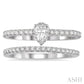 3/4 Ctw Diamond Wedding Set With 5/8 Ct Pear Cut Diamond Engagement Ring and 1/6 Ct Wedding Band in 14K White Gold