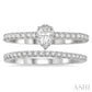 5/8 Ctw Round Cut Diamond Wedding Set With 1/2 Ct Pear Cut 1/4 Ct Center Stone Engagement Ring and 1/6 Ct Wedding Band i