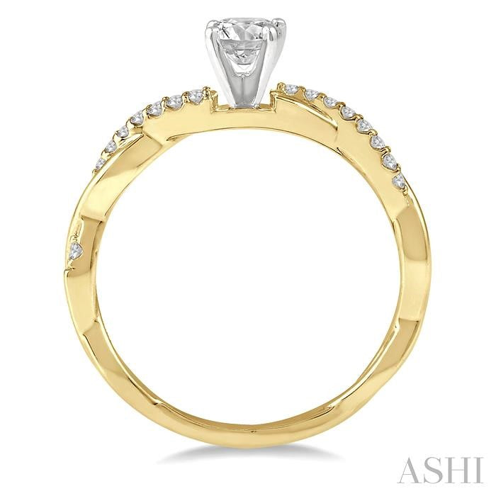 1/3 Ctw Round Center Diamond Twisted Ladies Engagement Ring with 1/4 Ct Round Cut Center Stone in 14K Yellow and White G