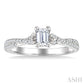 1/2 Ctw Criss Cross Shank Round Cut Diamond Engagement Ring With 1/3 Ct Emerald Cut Diamond Center Stone in 14K White Go