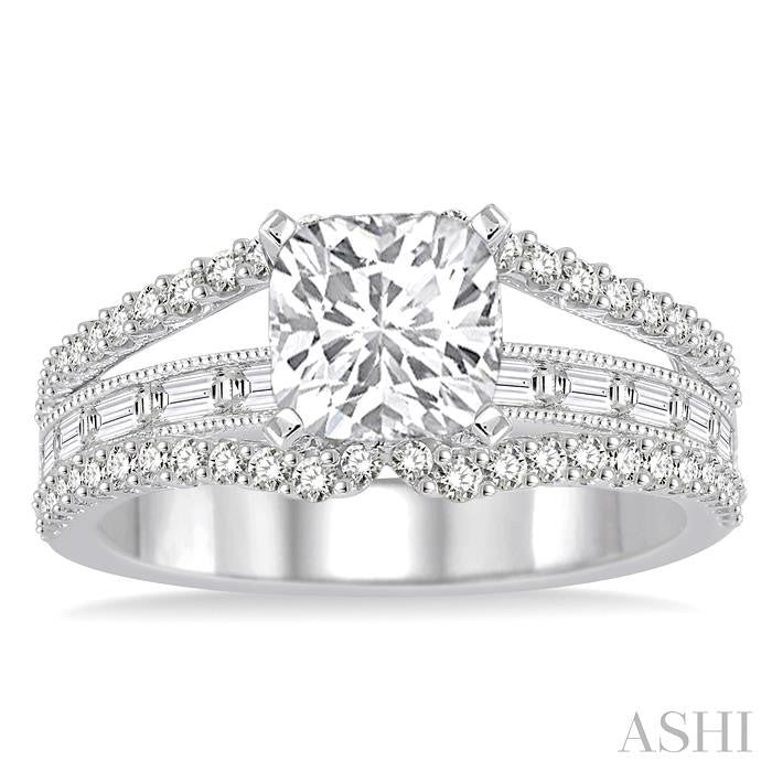 3/4 Ctw Diamond Semi-Mount Engagement Ring in 14K White Gold