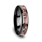 CAMBRIAN Pink Dinosaur Bone Inlaid Black Ceramic Beveled Edged Ring - 4mm & 8mm