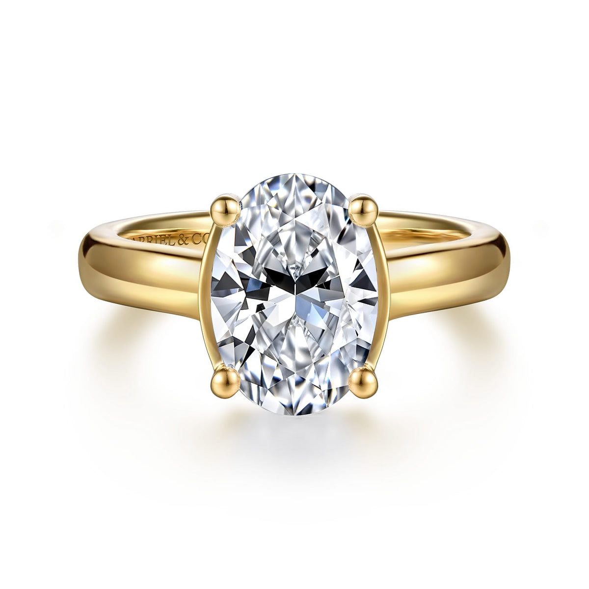Gabriel & Co. Villa - 14K Yellow Gold Half Bezel Oval Diamond Engagement Ring 10.5X7 1/10CTW SEMI
