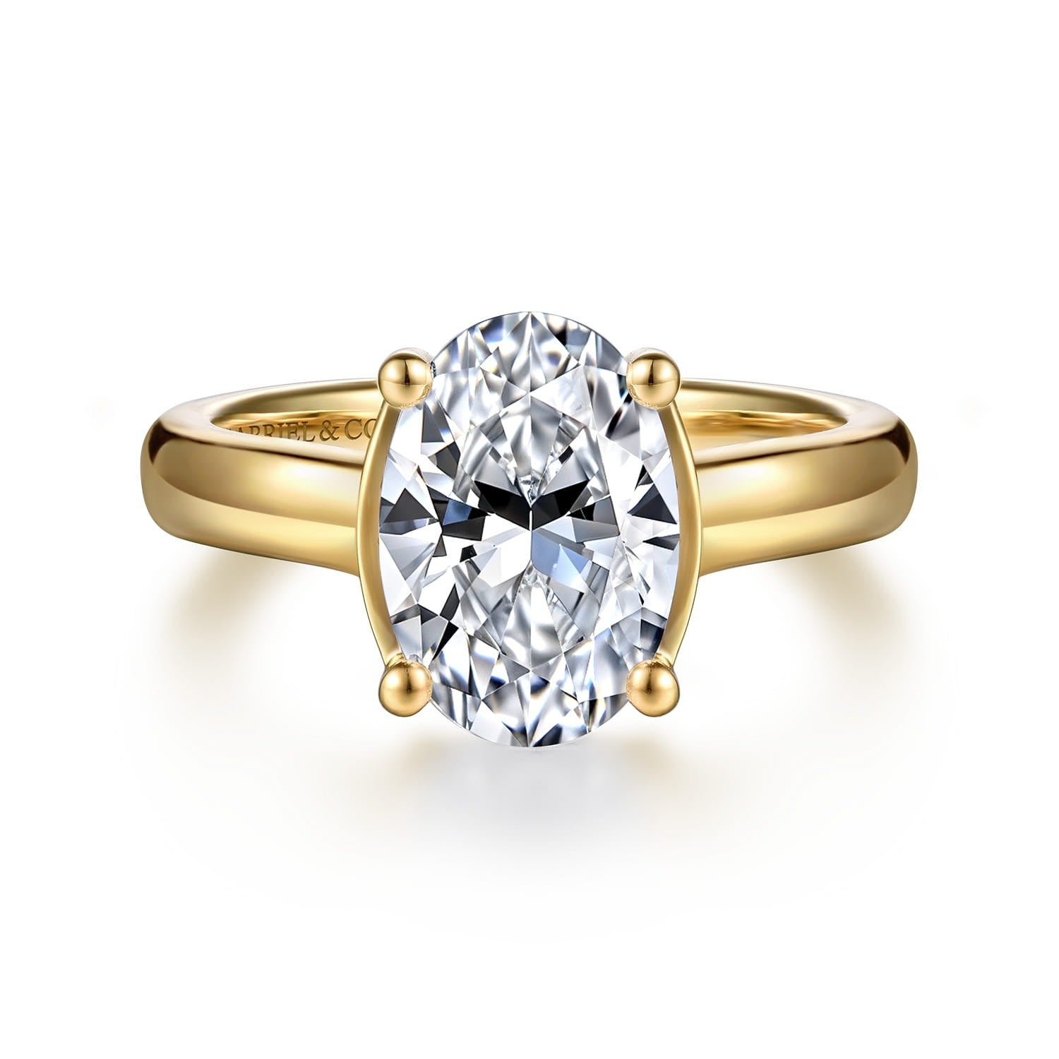 Gabriel & Co. Villa - 14K Yellow Gold Half Bezel Oval Diamond Engagement Ring 10.5X7 1/10CTW SEMI