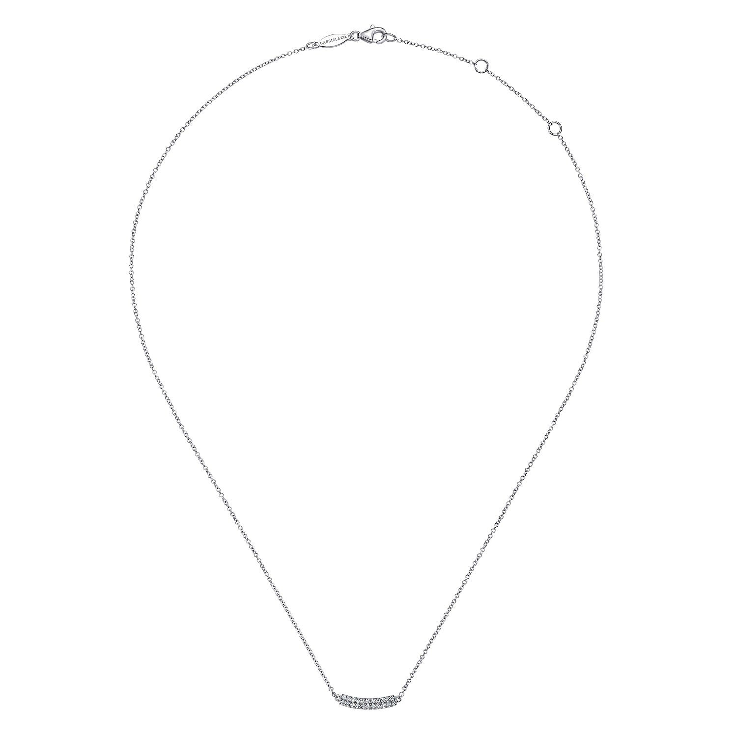 Gabriel & Co. 14K White Gold Curved Pave Diamond Bar Necklace .11CTW