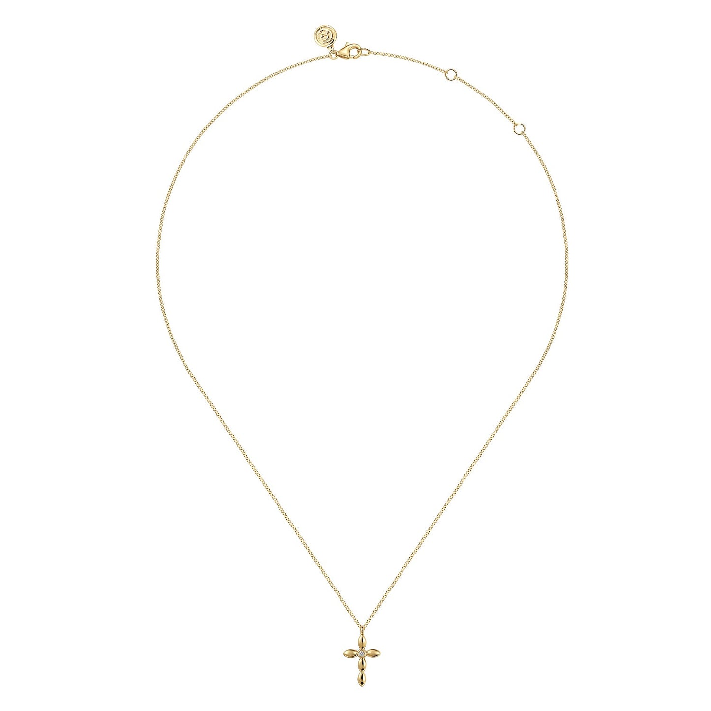 Gabriel & Co. 14K Yellow Gold Diamond Cross Necklace .02CTW