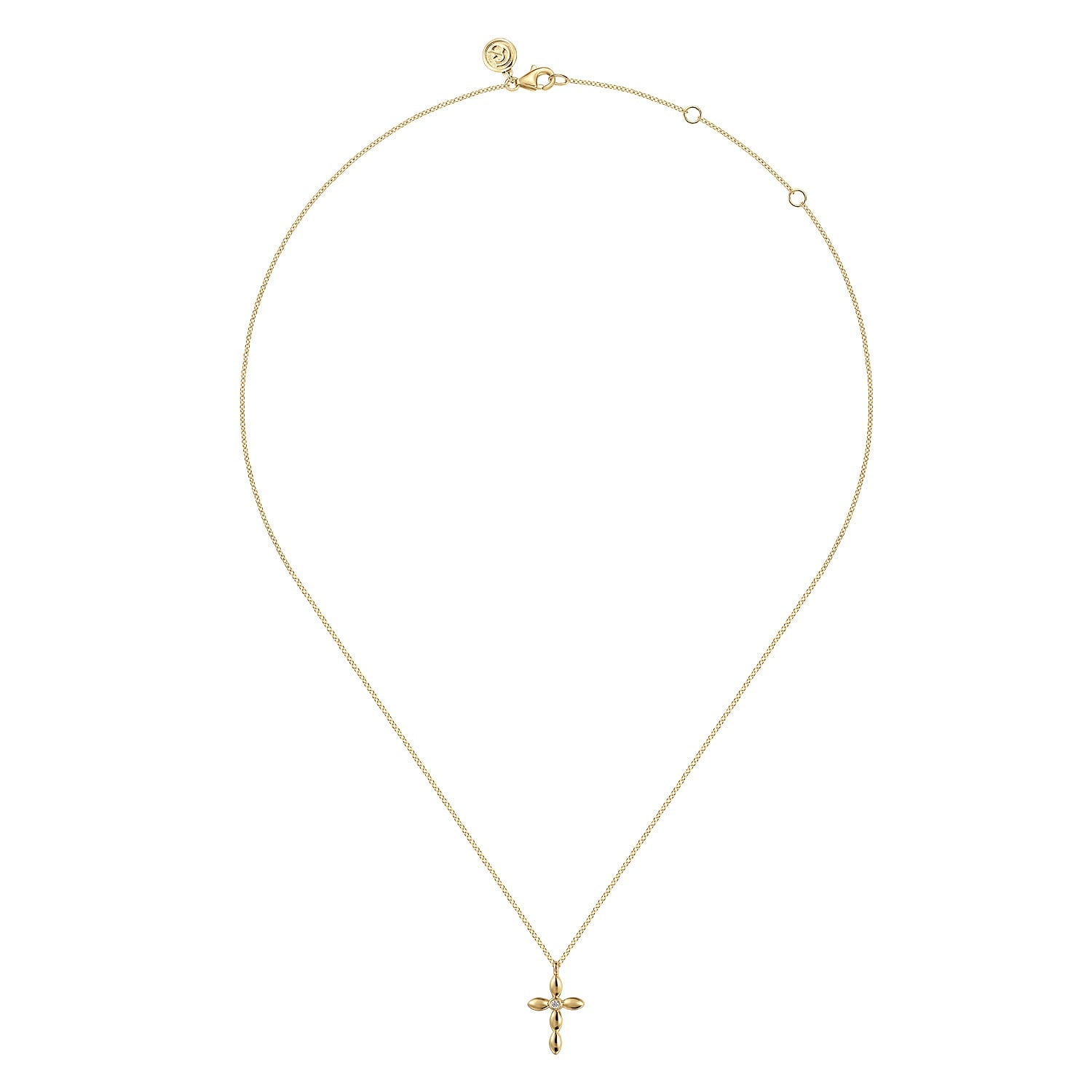 Gabriel & Co. 14K Yellow Gold Diamond Cross Necklace .02CTW