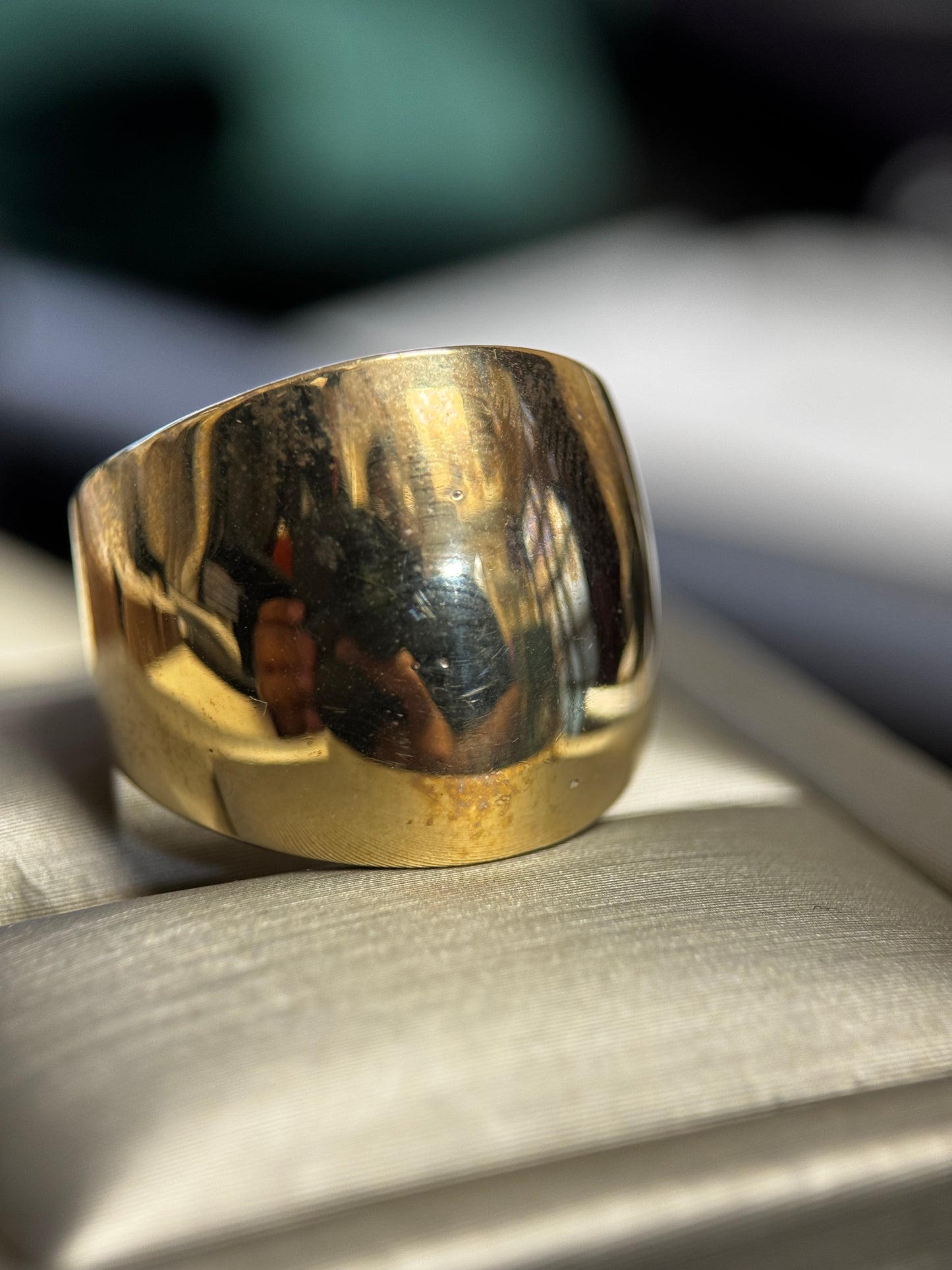 14KT Yellow Gold High Polished Shiny Dome Design Cigar Band Ring