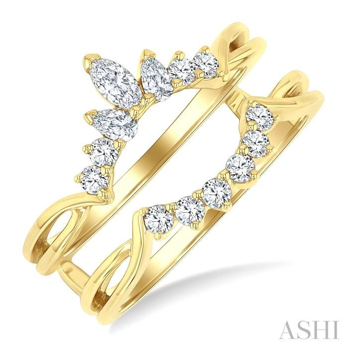 3/8 Ctw Marquise, Pear and Round Cut Diamond Chevron Insert Ring in 14K Yellow Gold
