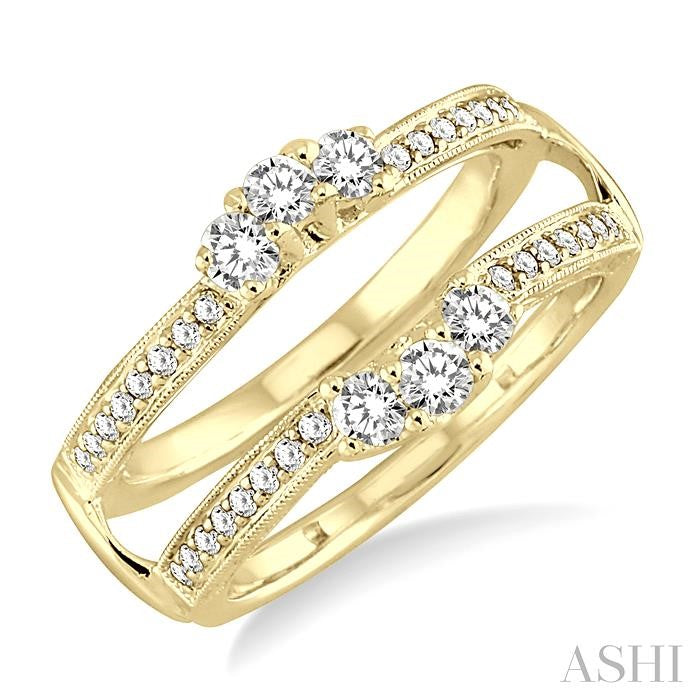 1/2 Ctw Round Cut Diamond Insert Ring in 14K Yellow Gold.
