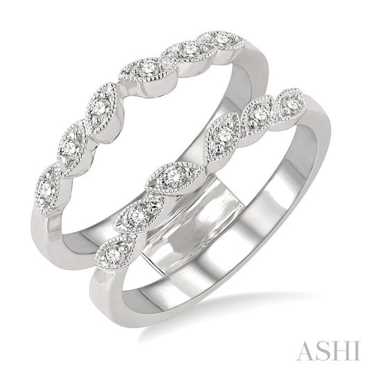 1/6 Ctw Round Cut Diamond Insert Ring in 14K White Gold