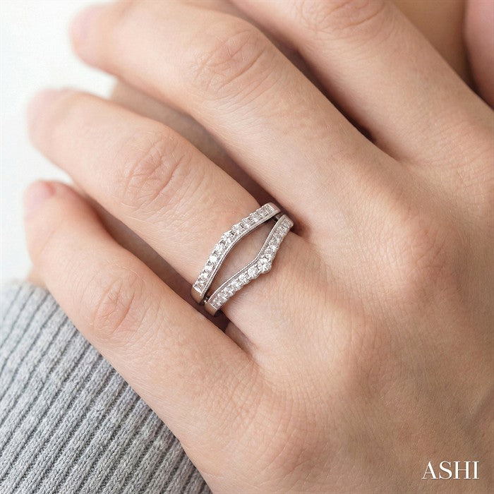 1/3 Ctw Round Cut Diamond Insert Ring in 14K White Gold