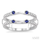 2.1 MM Round Cut Sapphire and 1/3 Ctw Round Cut Diamond Insert Precious Ring in 14K White Gold