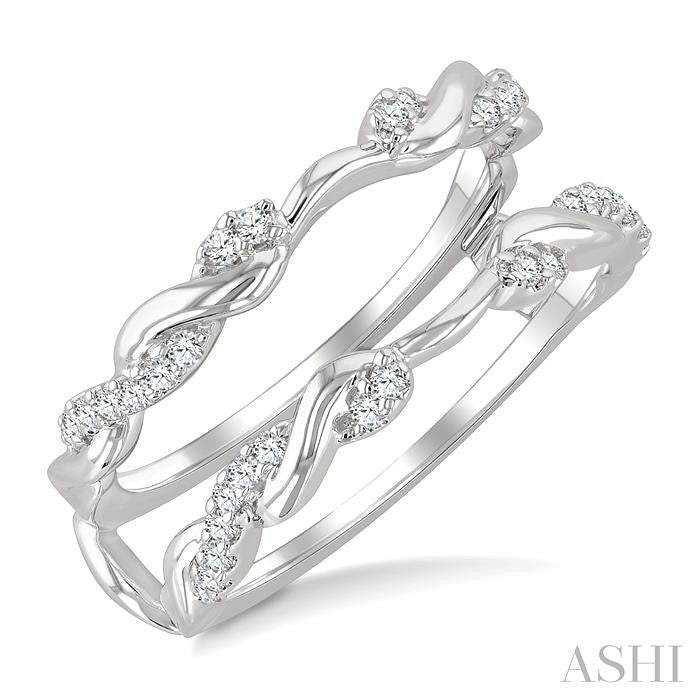 1/4 Ctw Twisted Round Cut Diamond Insert Ring in 14K White Gold
