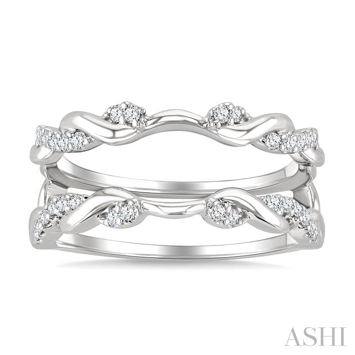 1/4 Ctw Twisted Round Cut Diamond Insert Ring in 14K White Gold
